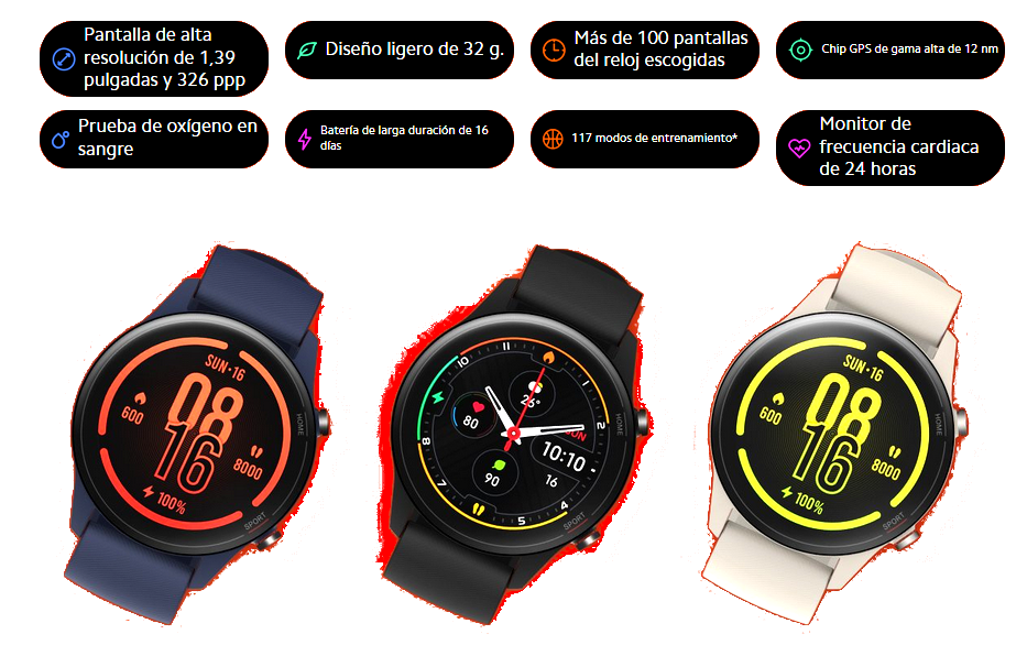 Xiaomi Mi watch reloj inteligente colores en españa.